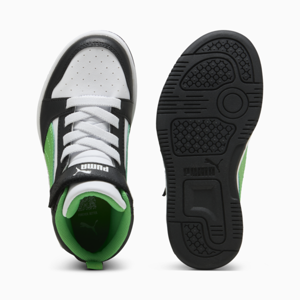 Zapatillas Rebound V6 Mid para niños, PUMA Black-PUMA Green-PUMA White, large-ARG