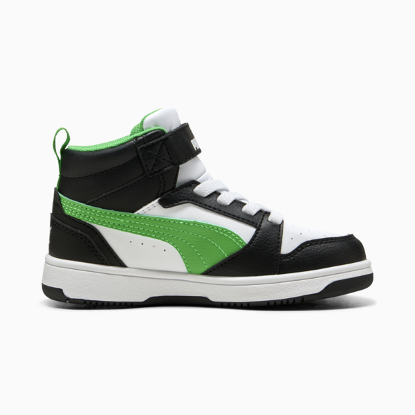 Zapatillas Rebound V6 Mid para niños, PUMA Black-PUMA Green-PUMA White, large-ARG