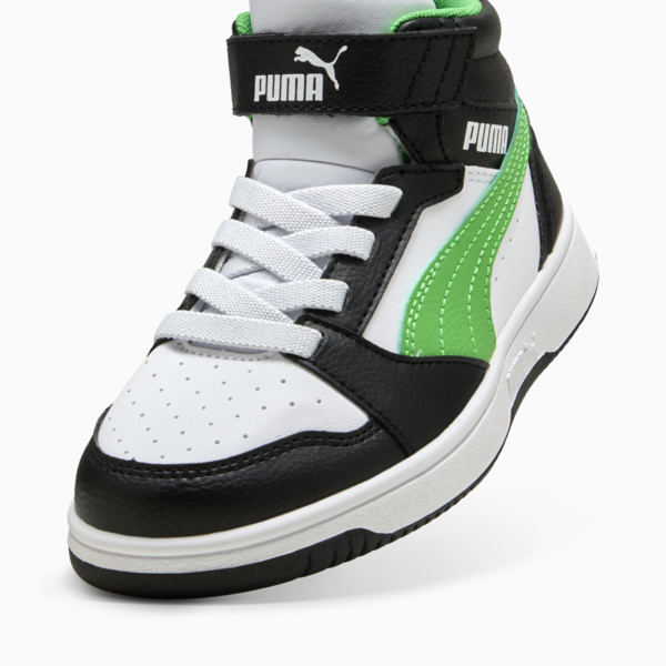 Zapatillas Rebound V6 Mid para niños, PUMA Black-PUMA Green-PUMA White, large-ARG