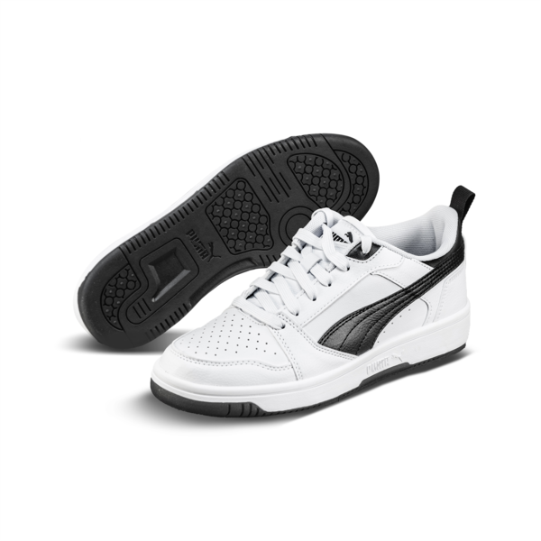 Rebound V6 Lo Youth Sneakers, PUMA White-PUMA Black-PUMA Black, large-ZAF