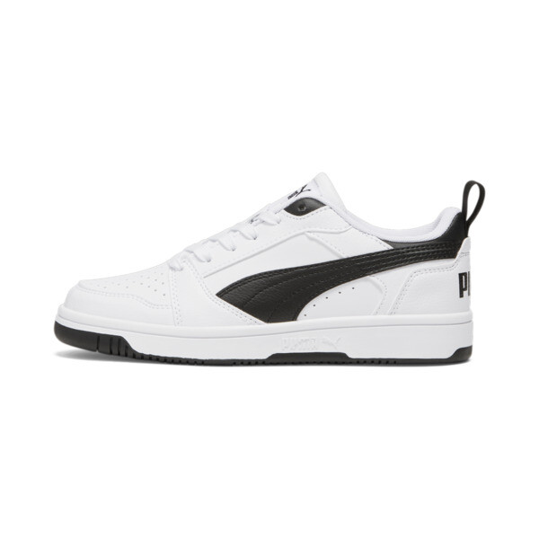 Puma Rebound V6 Lo Big Kids' Sneakers In White- Black- Black