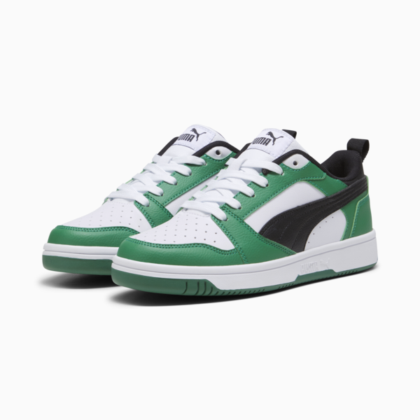 Rebound V6 Lo Youth Sneakers, PUMA White-PUMA Black-Archive Green, large-ZAF
