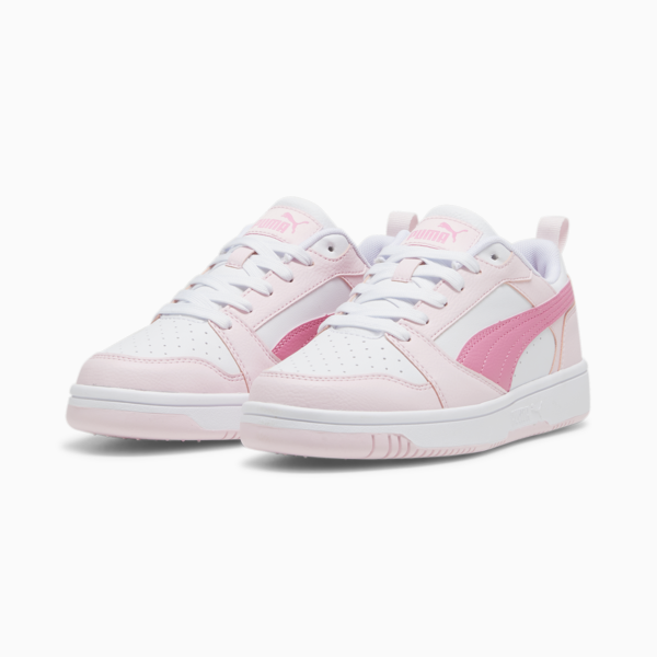 Rebound V6 Lo Youth Sneakers, PUMA White-Fast Pink-Whisp Of Pink, large-ZAF