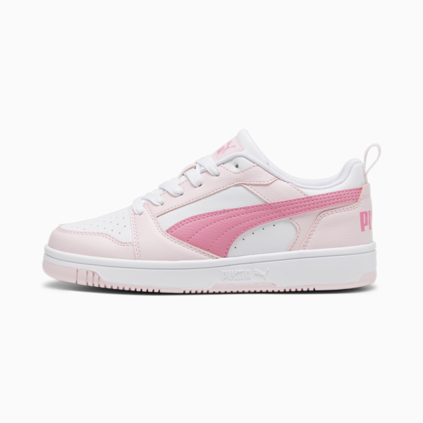 Rebound V6 Lo Youth Sneakers, PUMA White-Fast Pink-Whisp Of Pink, large-ZAF