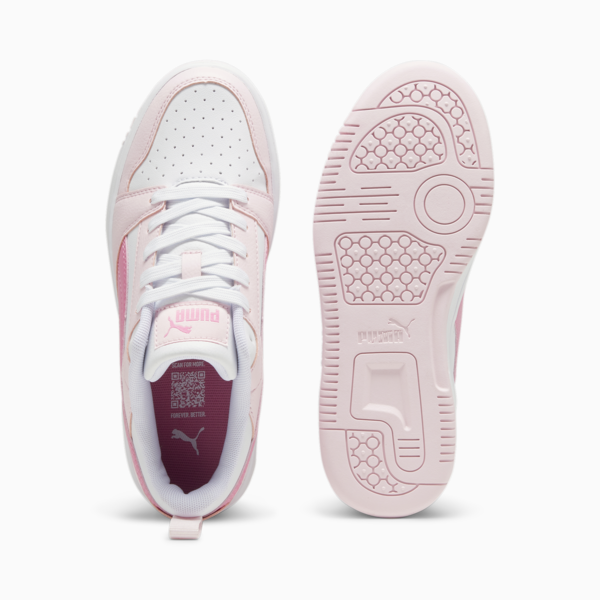 Rebound V6 Lo Youth Sneakers, PUMA White-Fast Pink-Whisp Of Pink, large-ZAF