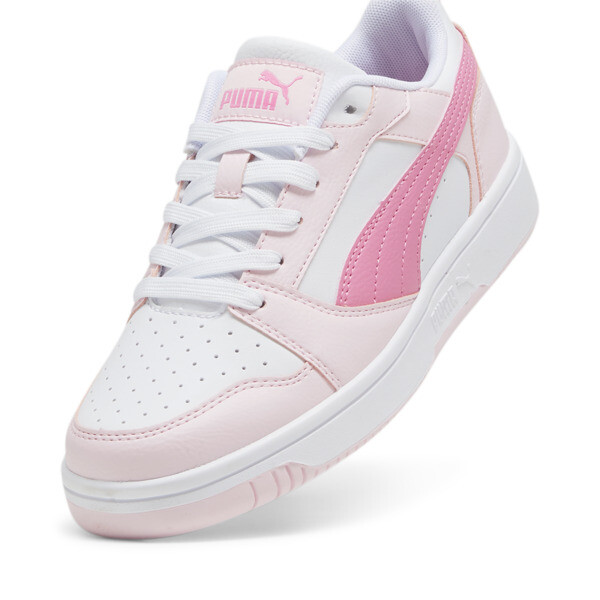 Rebound V6 Lo Youth Sneakers, PUMA White-Fast Pink-Whisp Of Pink, large-ZAF