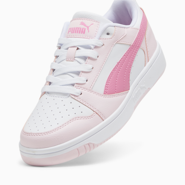Rebound V6 Lo Youth Sneakers, PUMA White-Fast Pink-Whisp Of Pink, large-ZAF