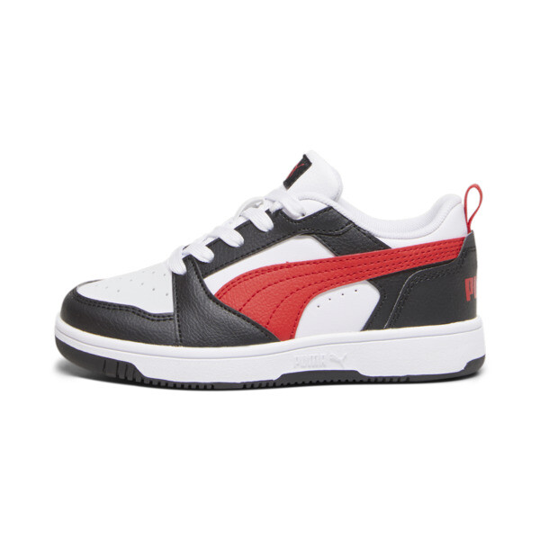 Puma Rebound V6 Lo Little Kids' Sneakers In White-for All Time Red- Black