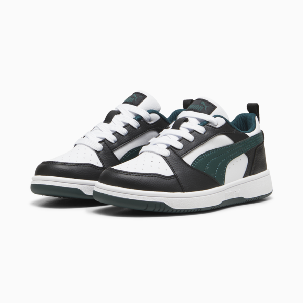 Rebound V6 Lo Kids' Sneakers, PUMA Black-Dark Myrtle-PUMA White, large-ZAF