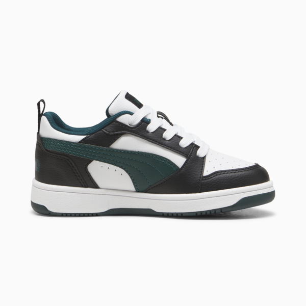 Rebound V6 Lo Kids' Sneakers, PUMA Black-Dark Myrtle-PUMA White, large-ZAF