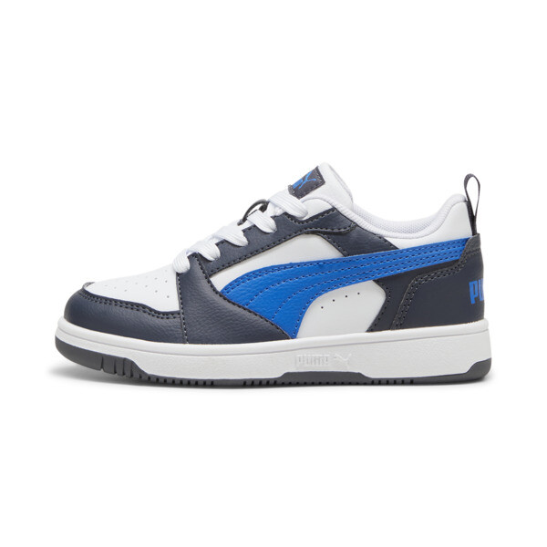 Rebound V6 Lo Kids' Sneakers, PUMA White-Hyperlink Blue-Galactic Gray, swatch-ZAF