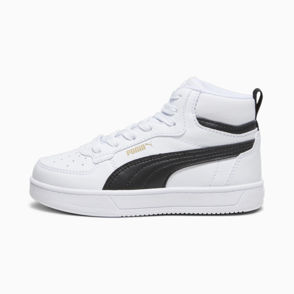 PUMA Caven 2.0 Mid Kids' Sneakers, PUMA White-PUMA Black-Gold, large-ZAF