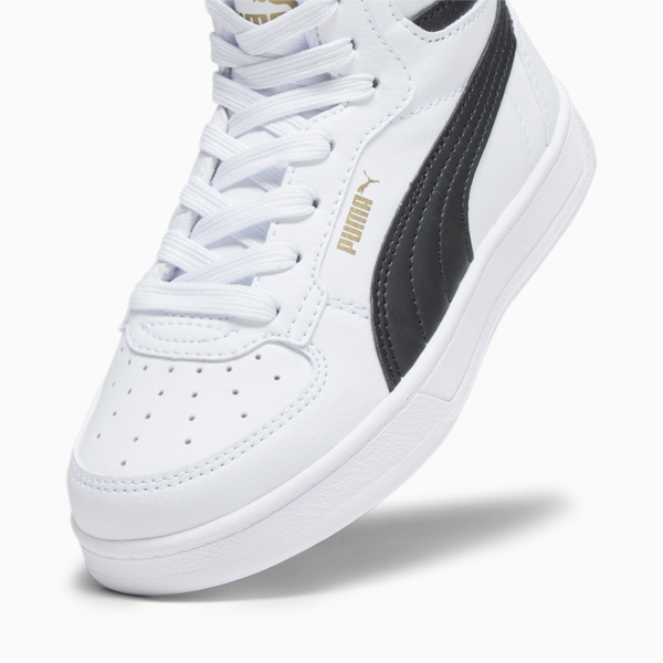 PUMA Caven 2.0 Mid Kids' Sneakers, PUMA White-PUMA Black-Gold, large-ZAF