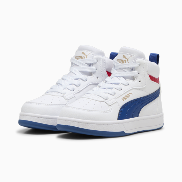 PUMA Caven 2.0 Mid Kids' Sneakers, PUMA White-Clyde Royal-PUMA Gold, large-ZAF