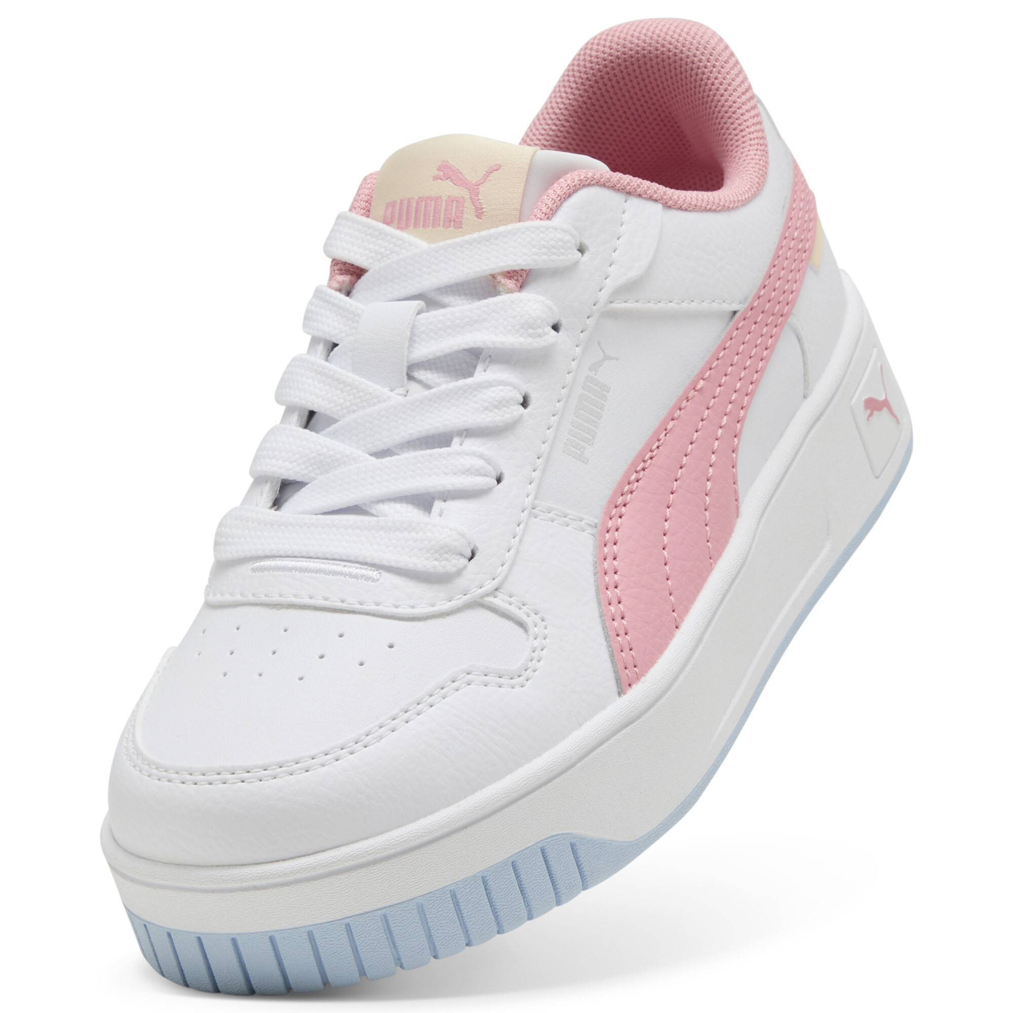 PUMA Carina Street sneakers voor Dames, Roze/Wit/Zilver, Maat 31,5 thumbnail 2