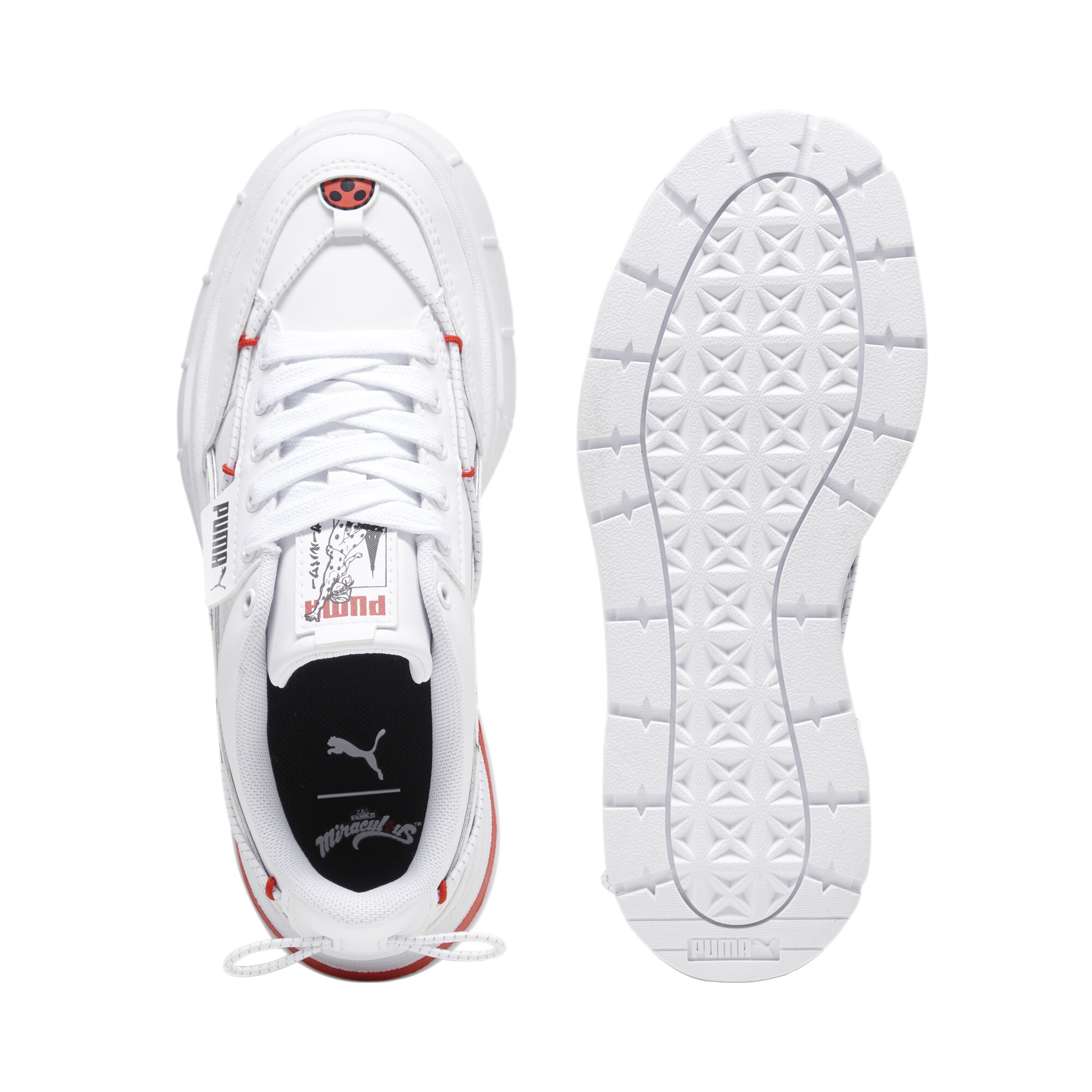 PUMA X MIRACULOUS Mayze Stack Youth Sneakers In White, Size EU 38.5