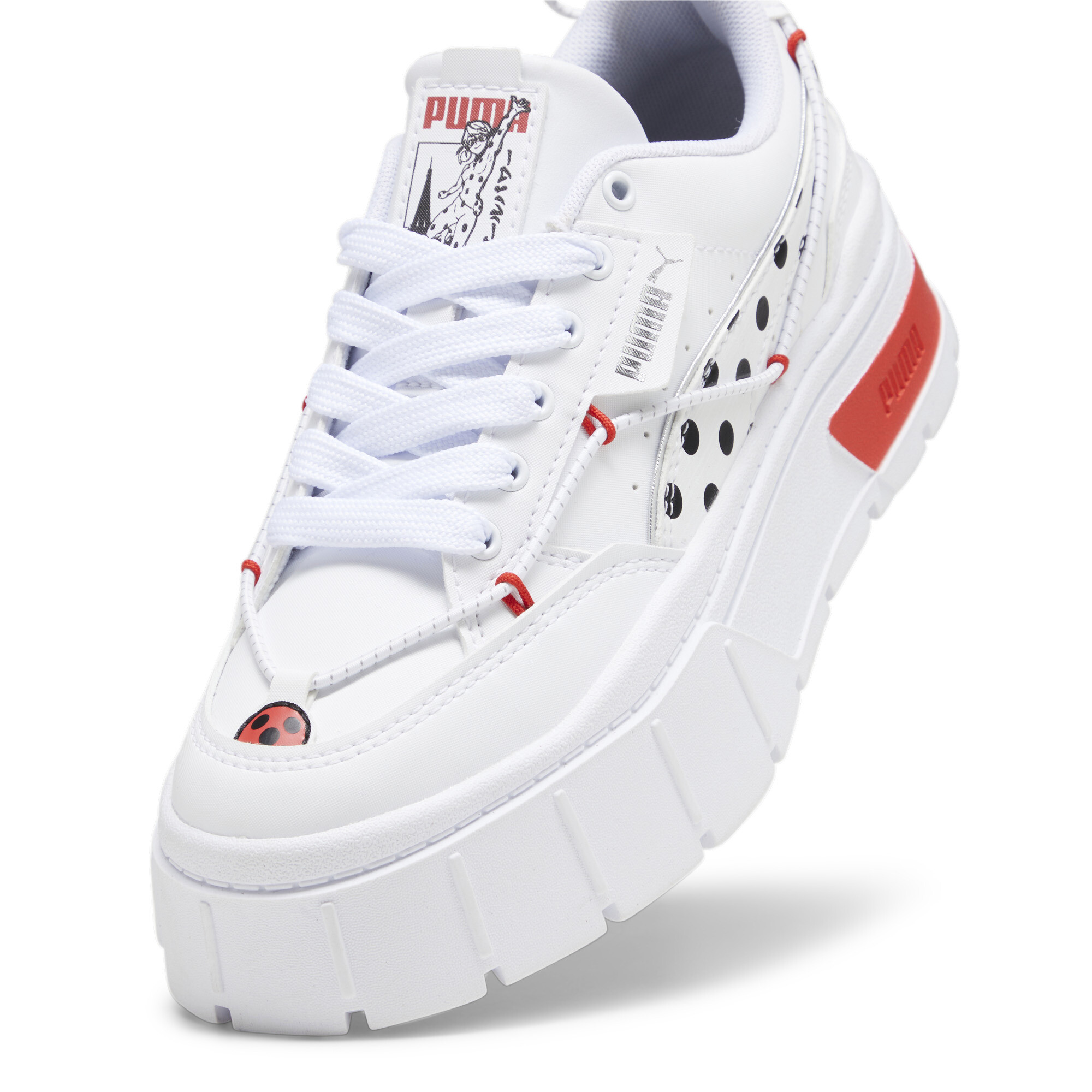 PUMA X MIRACULOUS Mayze Stack Youth Sneakers In White, Size EU 39
