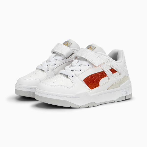 Zapatillas infantiles Slipstream Suede FS, PUMA White-PUMA Red-Cool Light Gray, large-ARG