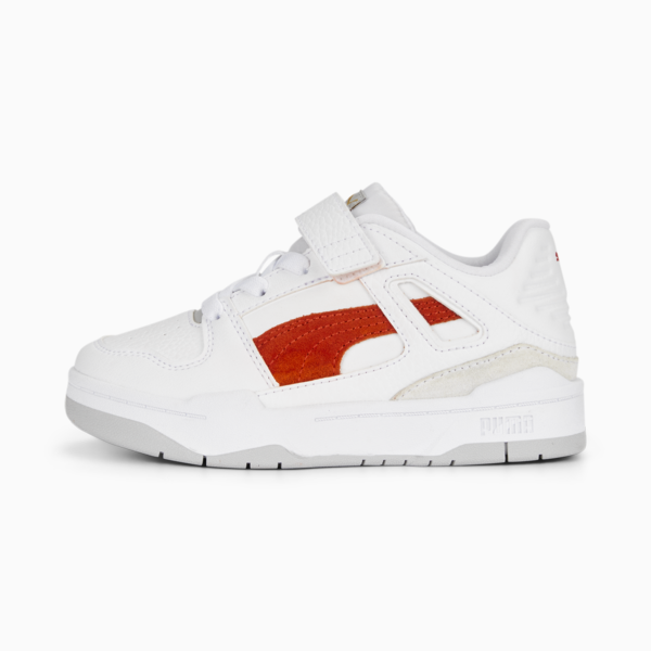 Zapatillas infantiles Slipstream Suede FS, PUMA White-PUMA Red-Cool Light Gray, large-ARG