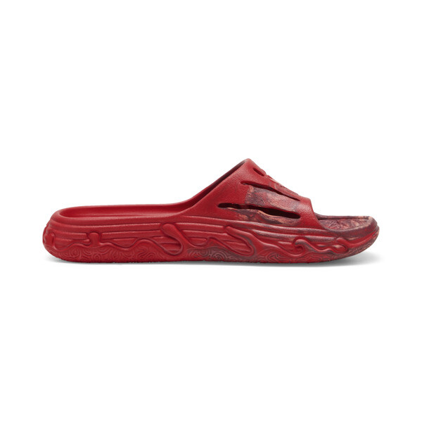 Red fluffy puma slides outlet