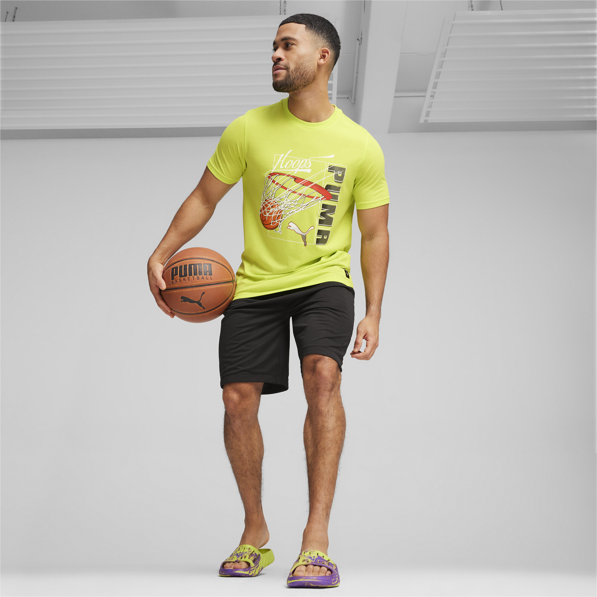 Men's PUMA MB.03 Basketball Slides In 50 - Yellow, Size EU 44.5