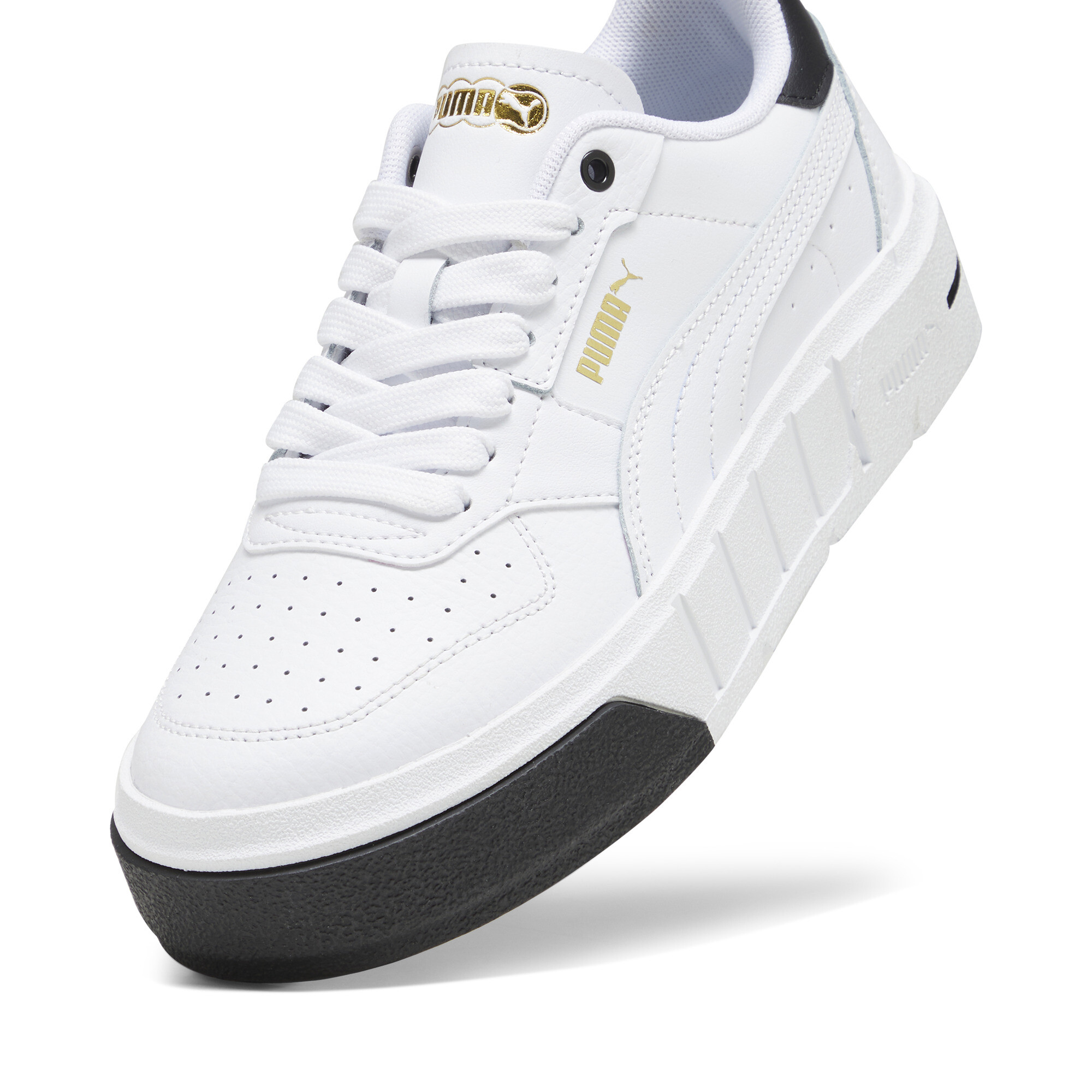 PUMA Cali Court Youth Leather Sneakers In White, Size EU 36