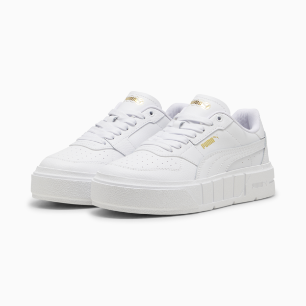 PUMA Cali Court Youth Leather Sneakers, PUMA White-PUMA Gold, large-MEX