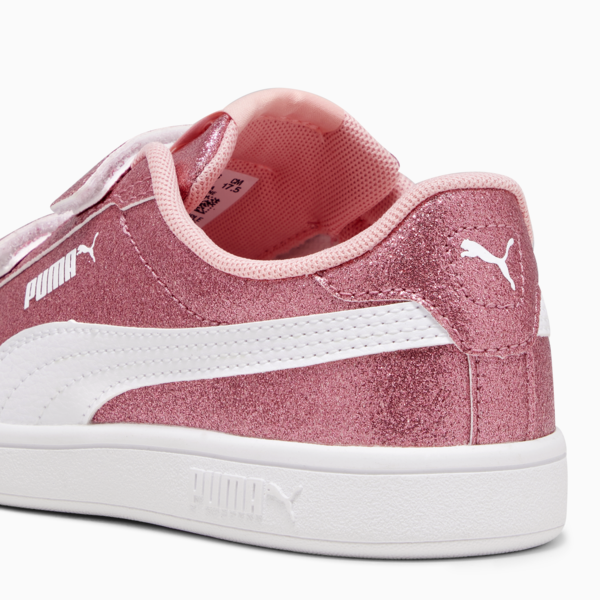 PUMASmash 3.0 Glitz Glam girls' tennis shoes, Peach Smoothie-PUMA White, large-MEX