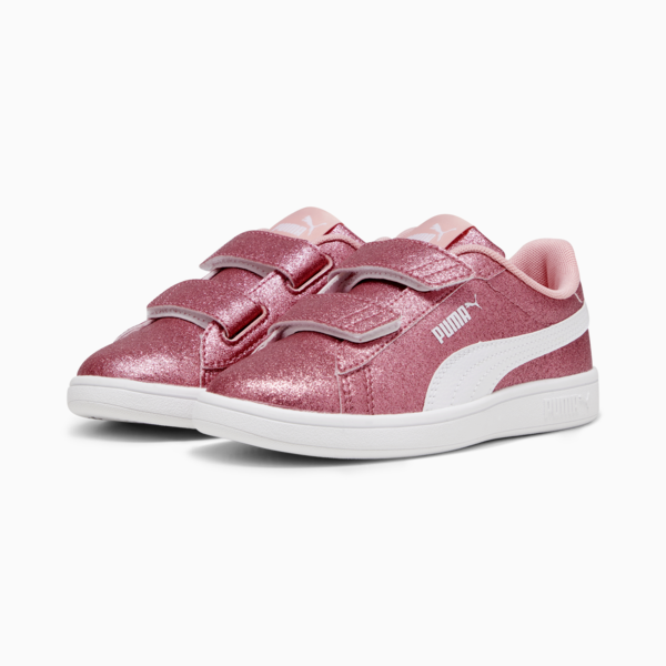 PUMASmash 3.0 Glitz Glam girls' tennis shoes, Peach Smoothie-PUMA White, large-MEX