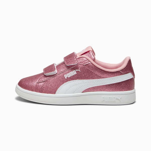 PUMASmash 3.0 Glitz Glam girls' tennis shoes, Peach Smoothie-PUMA White, large-MEX