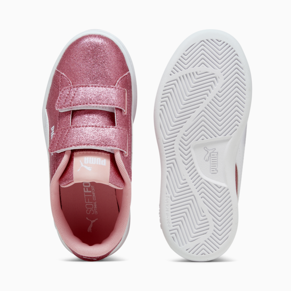 PUMASmash 3.0 Glitz Glam girls' tennis shoes, Peach Smoothie-PUMA White, large-MEX