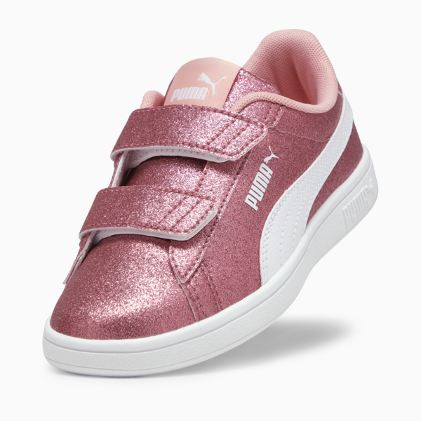 PUMASmash 3.0 Glitz Glam girls' tennis shoes, Peach Smoothie-PUMA White, large-MEX
