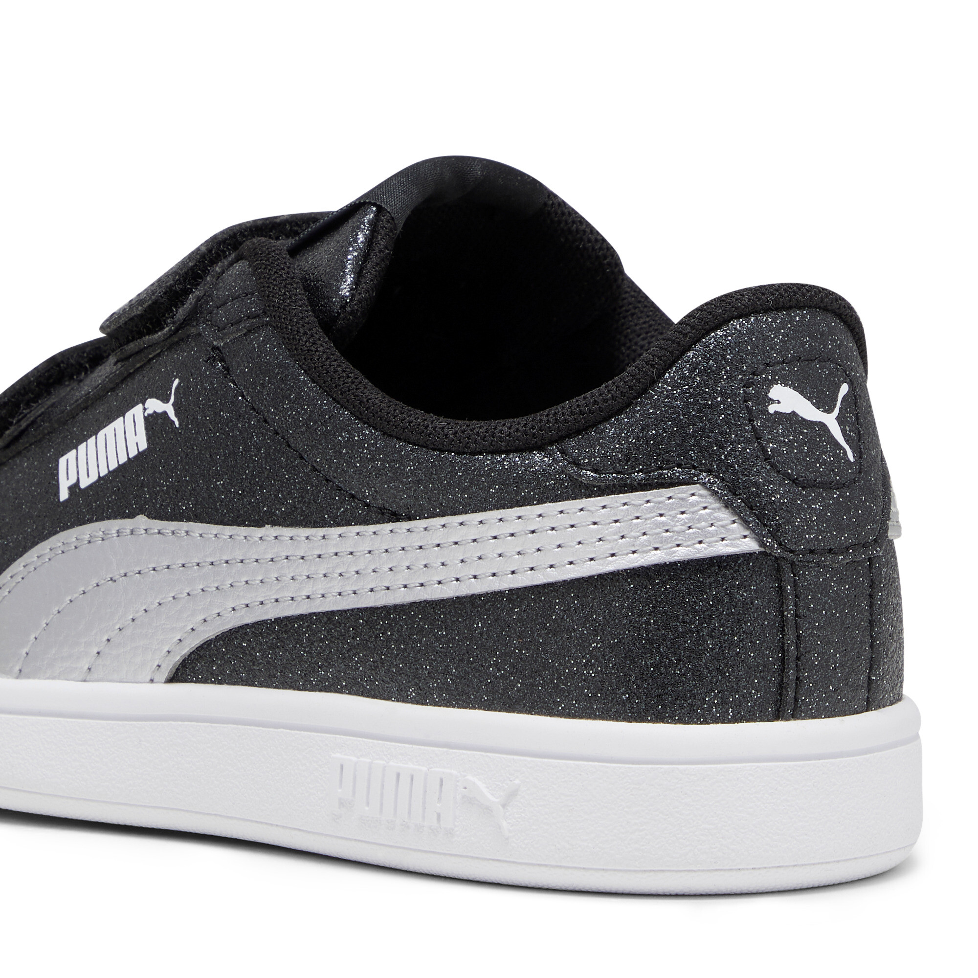 PUMA Smash 3.0 Glitz Glam sneakers voor Dames, Zwart/Wit/Zilver, Maat 27,5 thumbnail 5