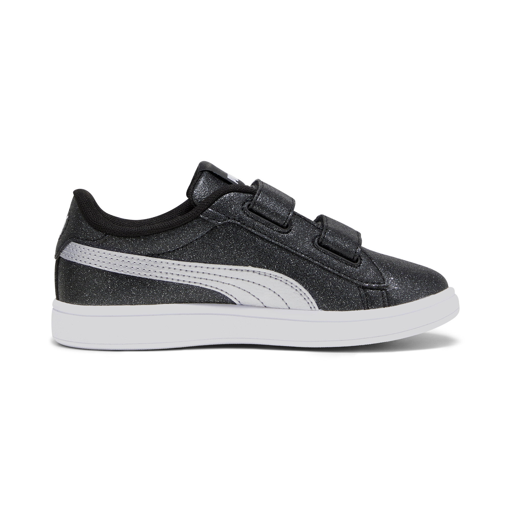 PUMA Smash 3.0 Glitz Glam sneakers voor Dames, Zwart/Wit/Zilver, Maat 27,5 thumbnail 3