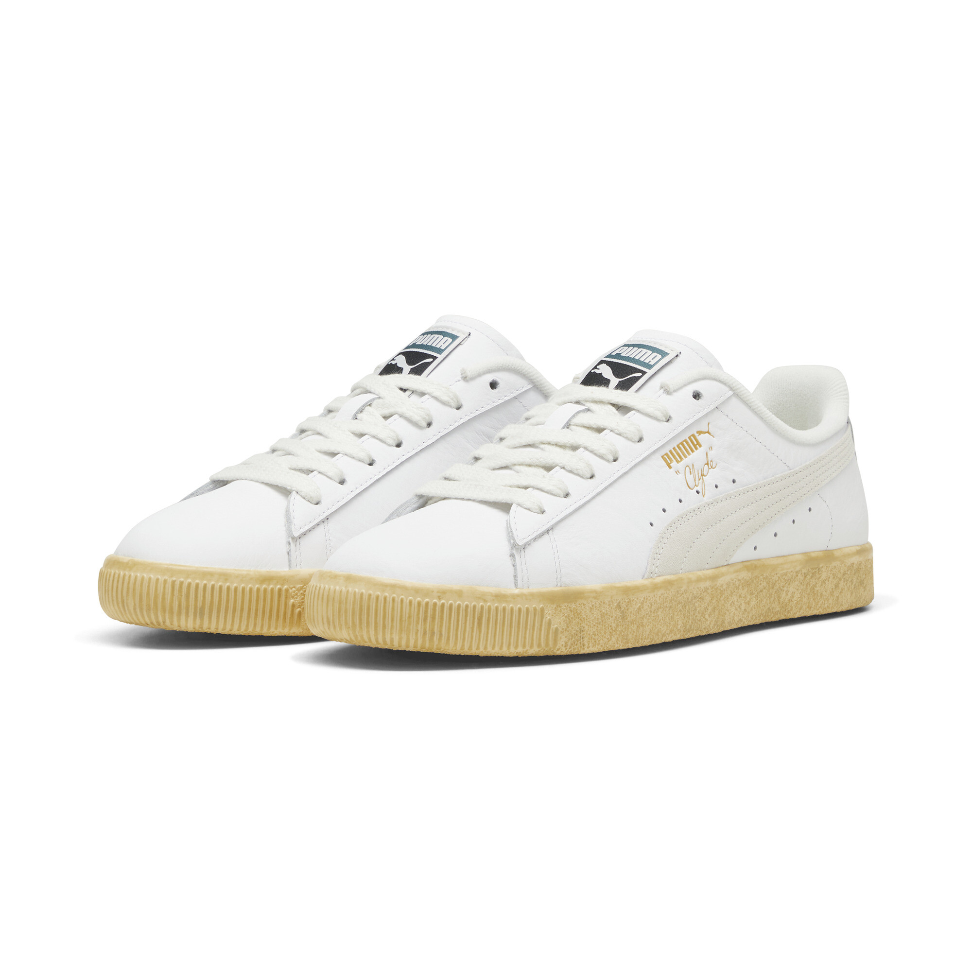 Puma Clyde Vintage Sneakers, White, Size 37.5, Shoes