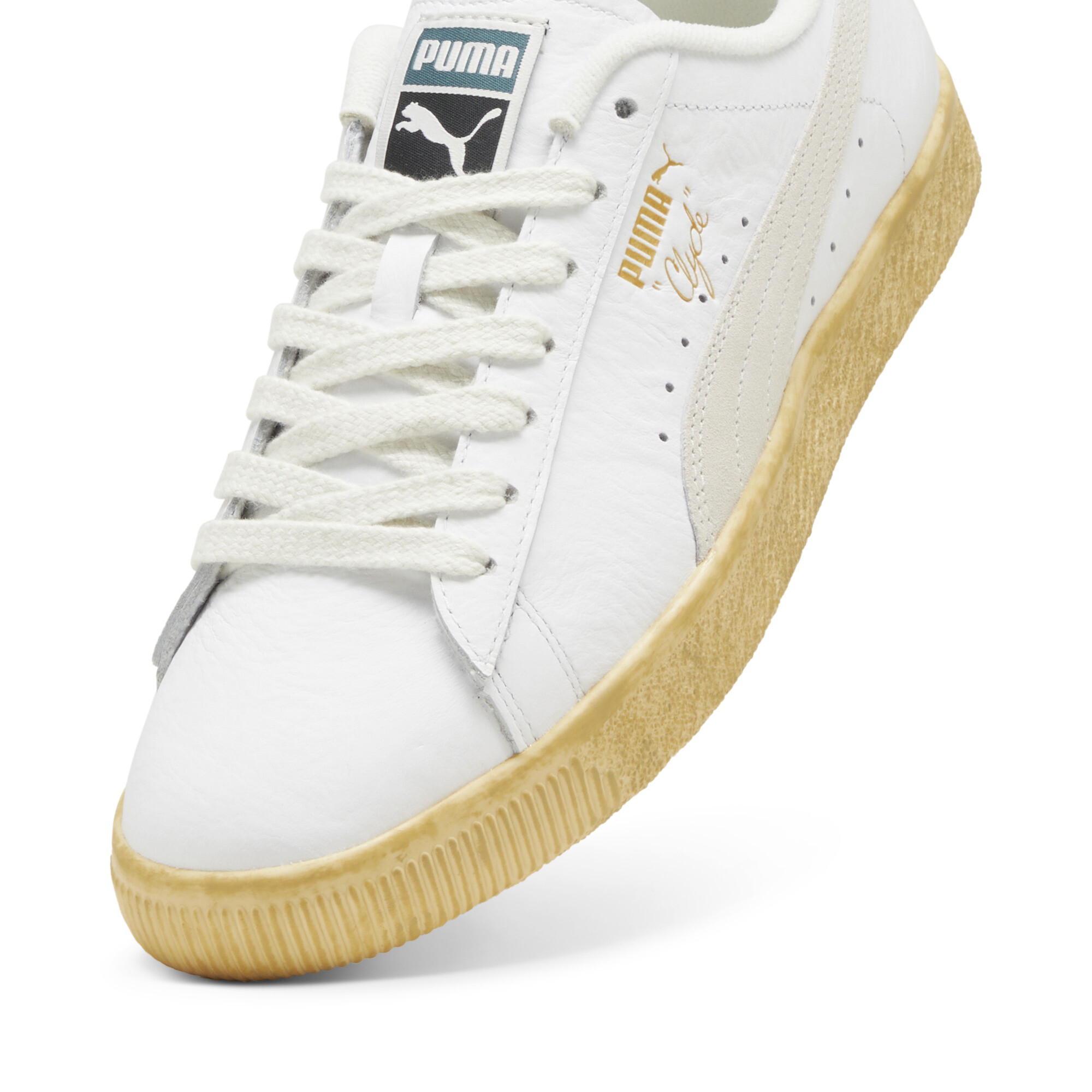 Puma Clyde Vintage Sneakers, White, Size 37.5, Shoes