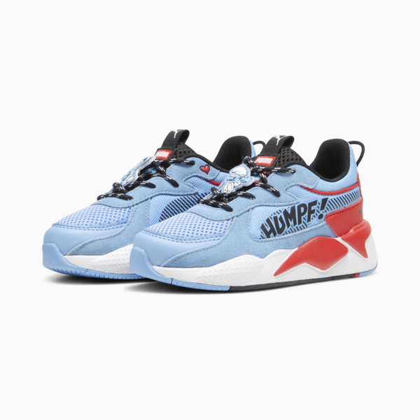 PUMA x THE SMURFS RS-X Kids' Sneakers, Team Light Blue-PUMA Red, large-ZAF