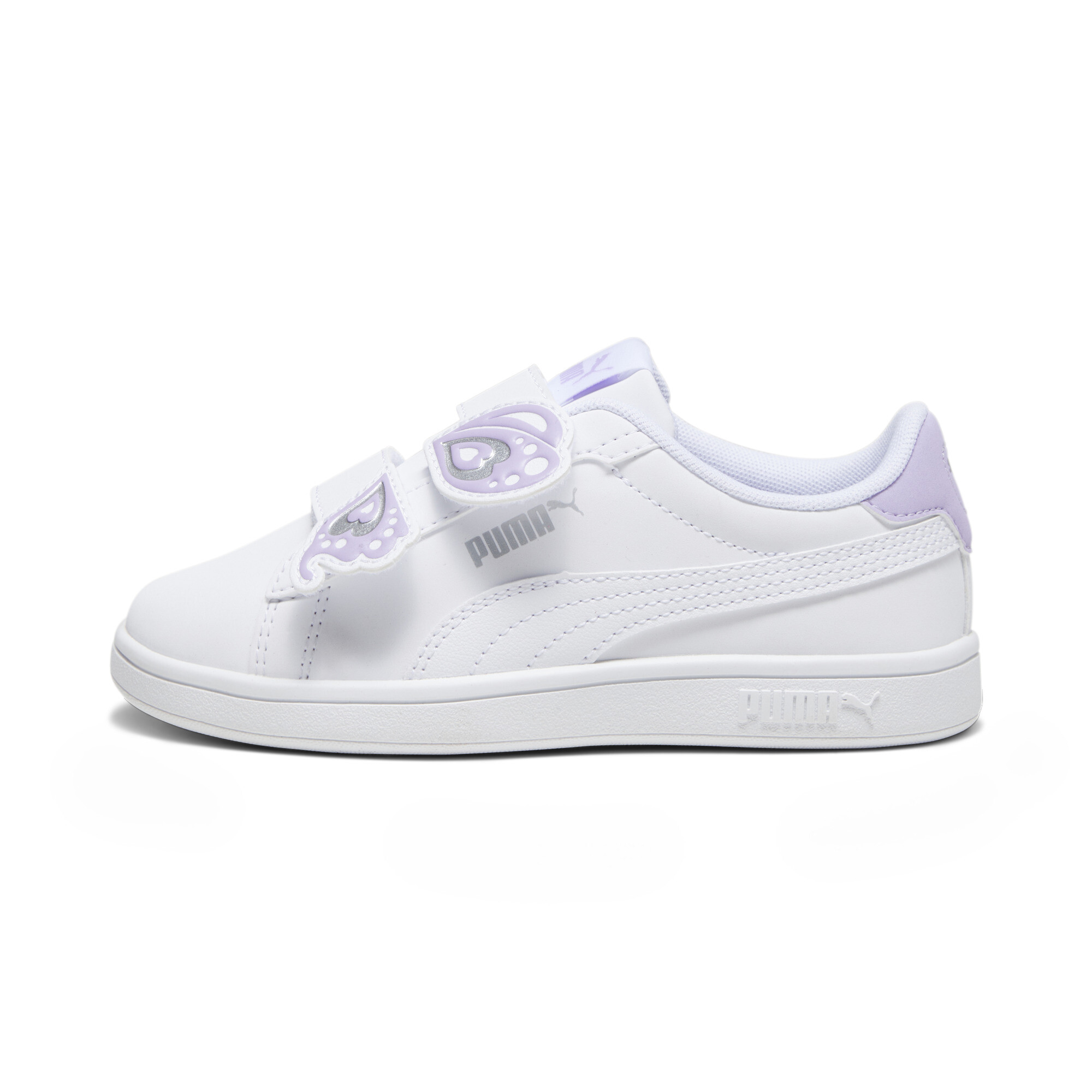 Puma Smash 3.0 Butterfly Sneakers Kinder Schuhe | Mit Plain | White/Vivid Violet/Silver | Größe: 34