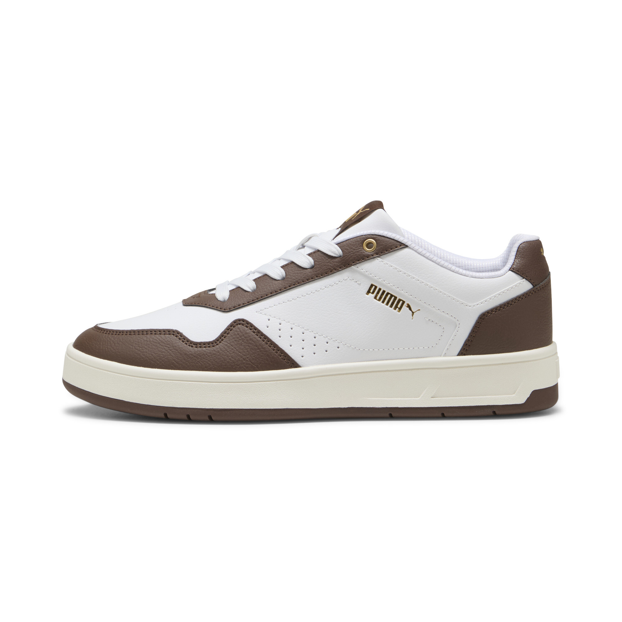 Puma Court Classic Sneakers Schuhe | White/Gold/Chestnut Brown | Größe: 38.5