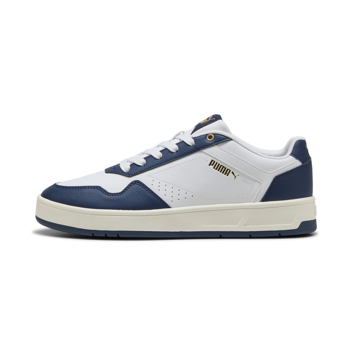 Court Classic Sneakers Unisex in White/Persian Blue Gold by PUMA, UK 8.5