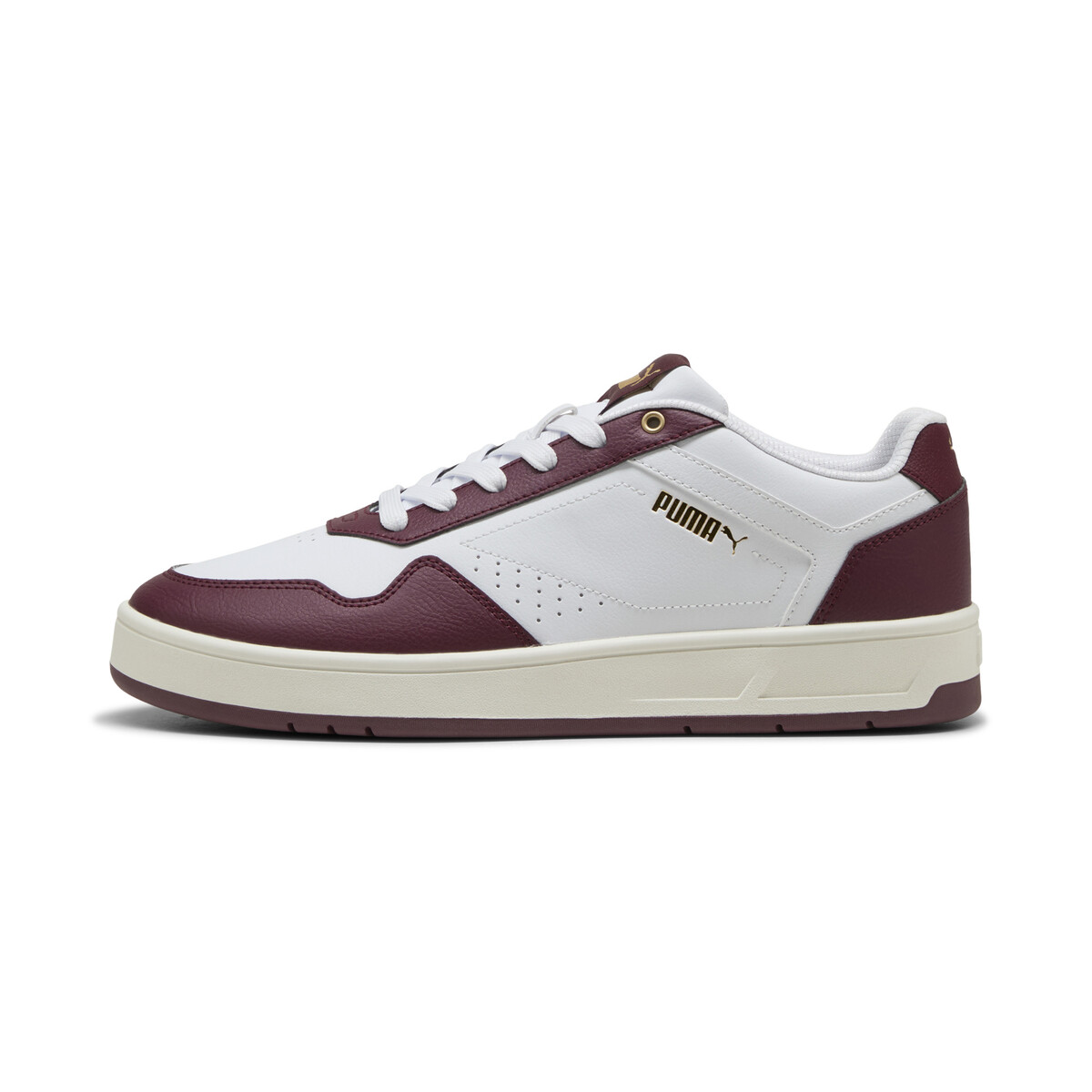 Court Classic Sneakers Unisex in White/Ruby Shimmer Gold by PUMA, UK 11