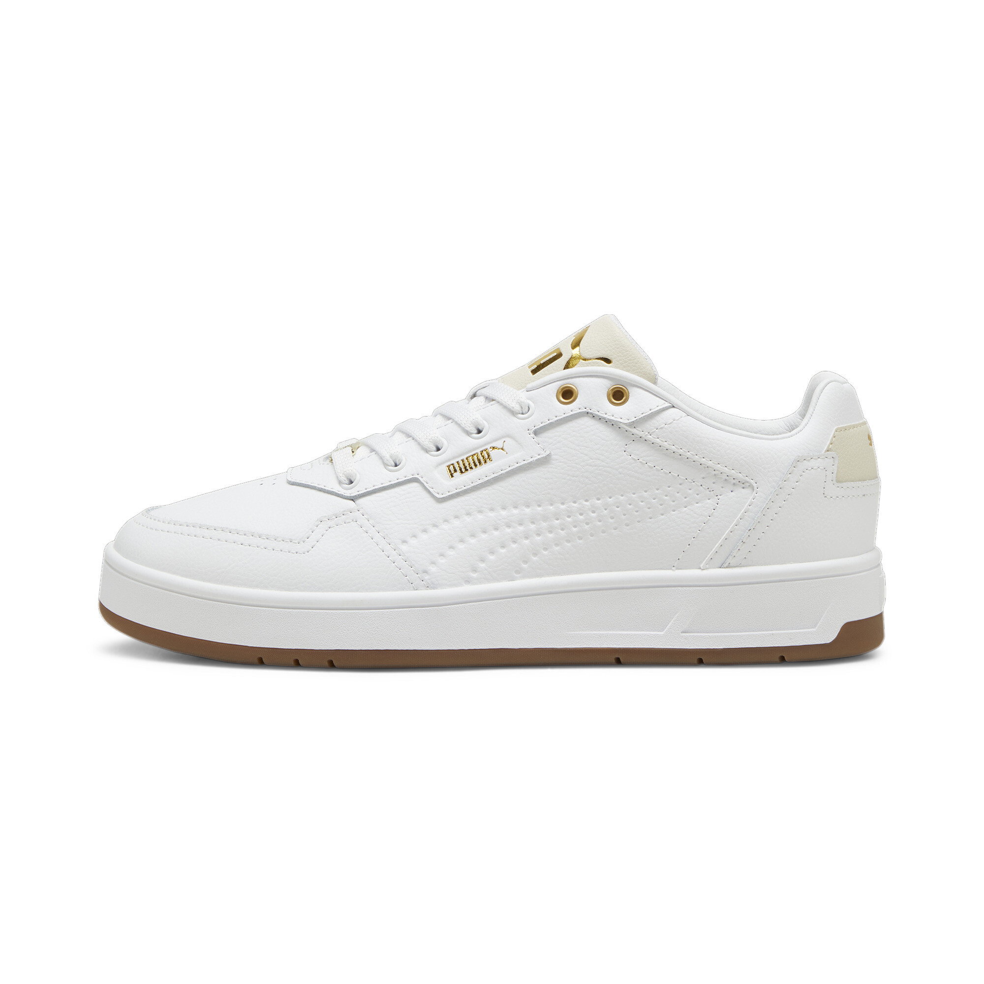 Puma Court Classic Lux Sneakers Schuhe | White/Alpine Snow/Gold | Größe: 41