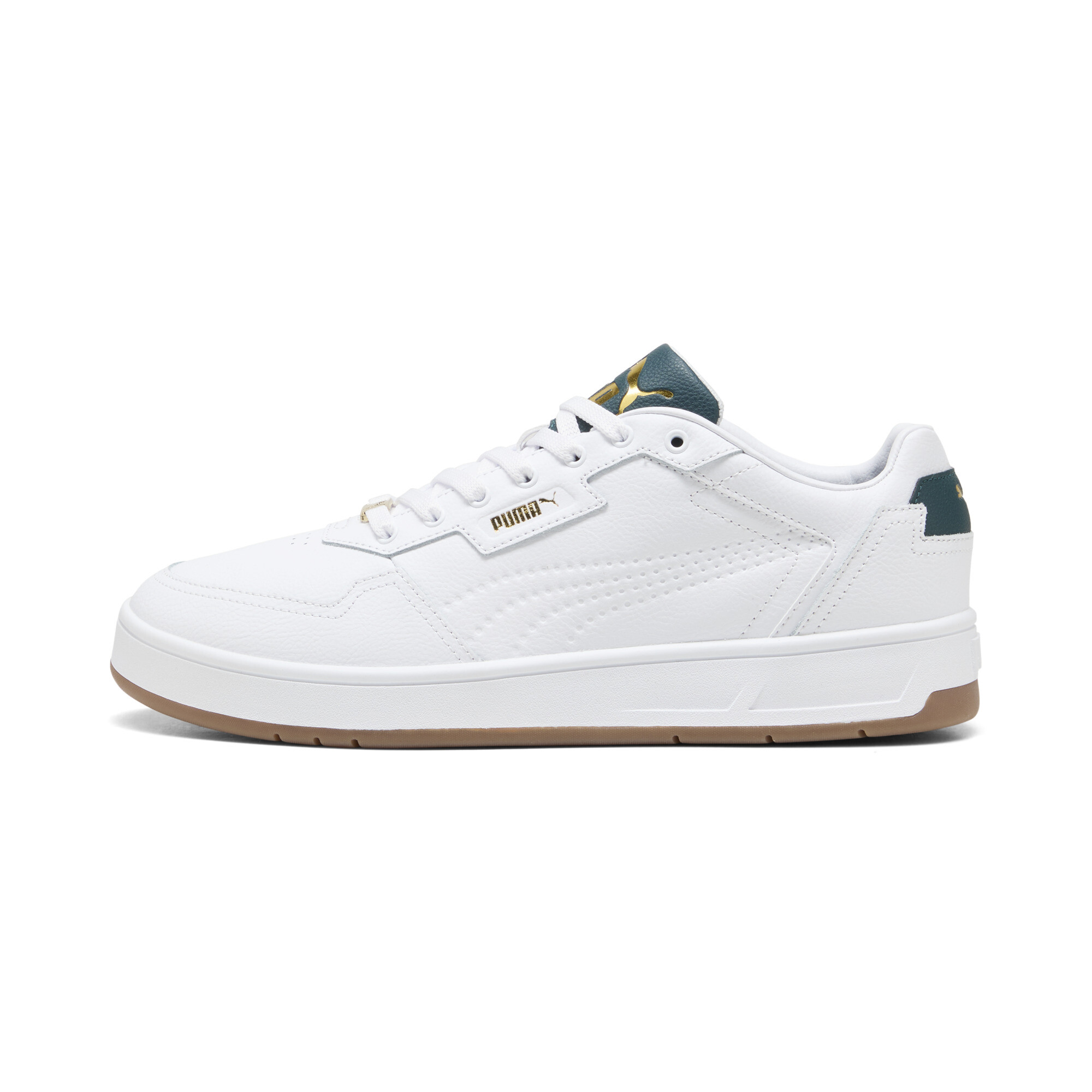 PUMA Court Classic Lux Unisex Shoes in White/Green Terrain/Gold - 395019_13
