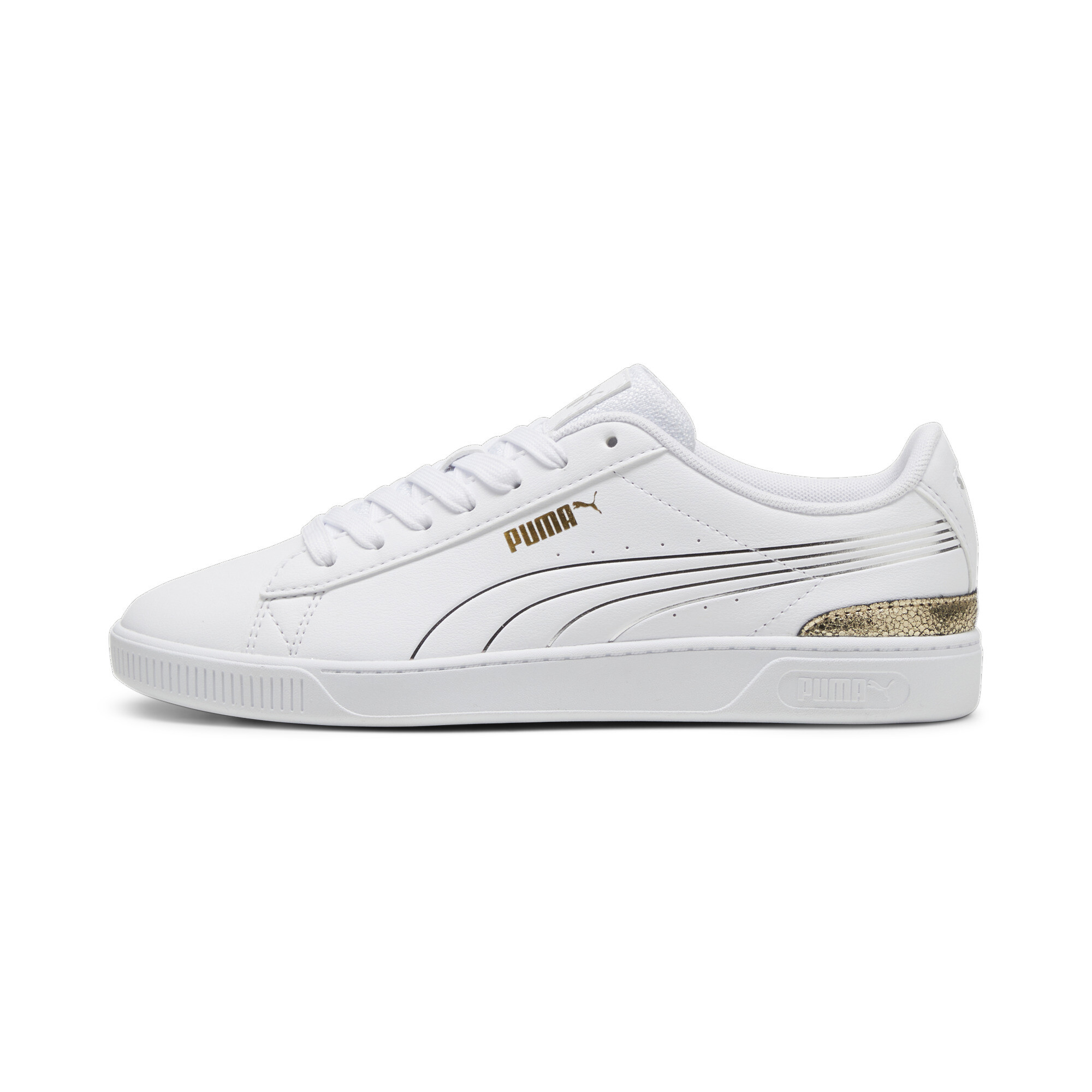 Women's Puma Vikky V3 Metallic Shine Sneakers, White, Size 40, Shoes