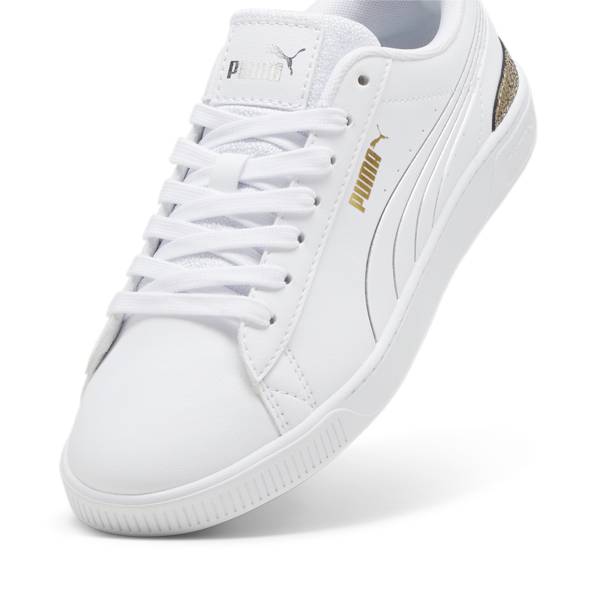Women's Puma Vikky V3 Metallic Shine Sneakers, White, Size 42, Shoes