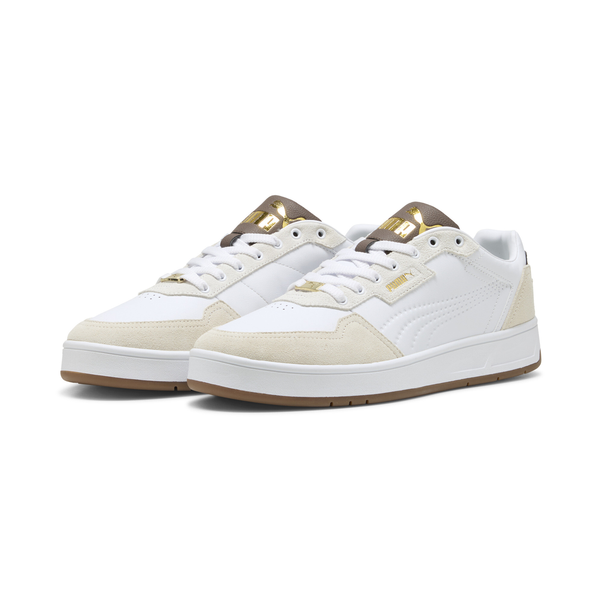 PUMA Court Classic Lux SD sneakers uniseks, Wit/Brons, Maat 40,5 thumbnail 6