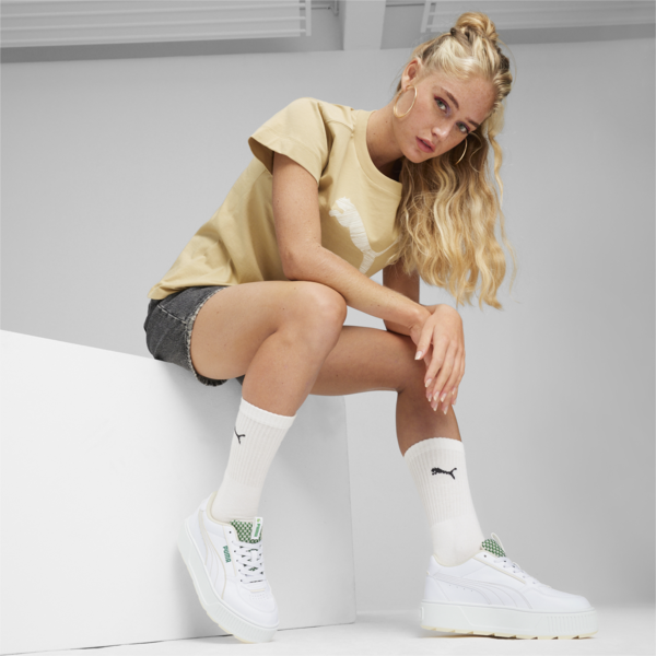 Karmen Rebelle Blossom Sneakers, PUMA White-Sugared Almond-Archive Green, large-ZAF