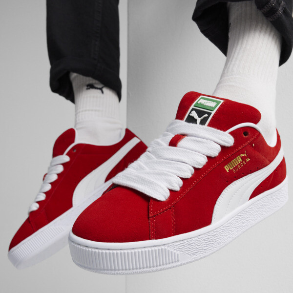 Puma red suede shoes store