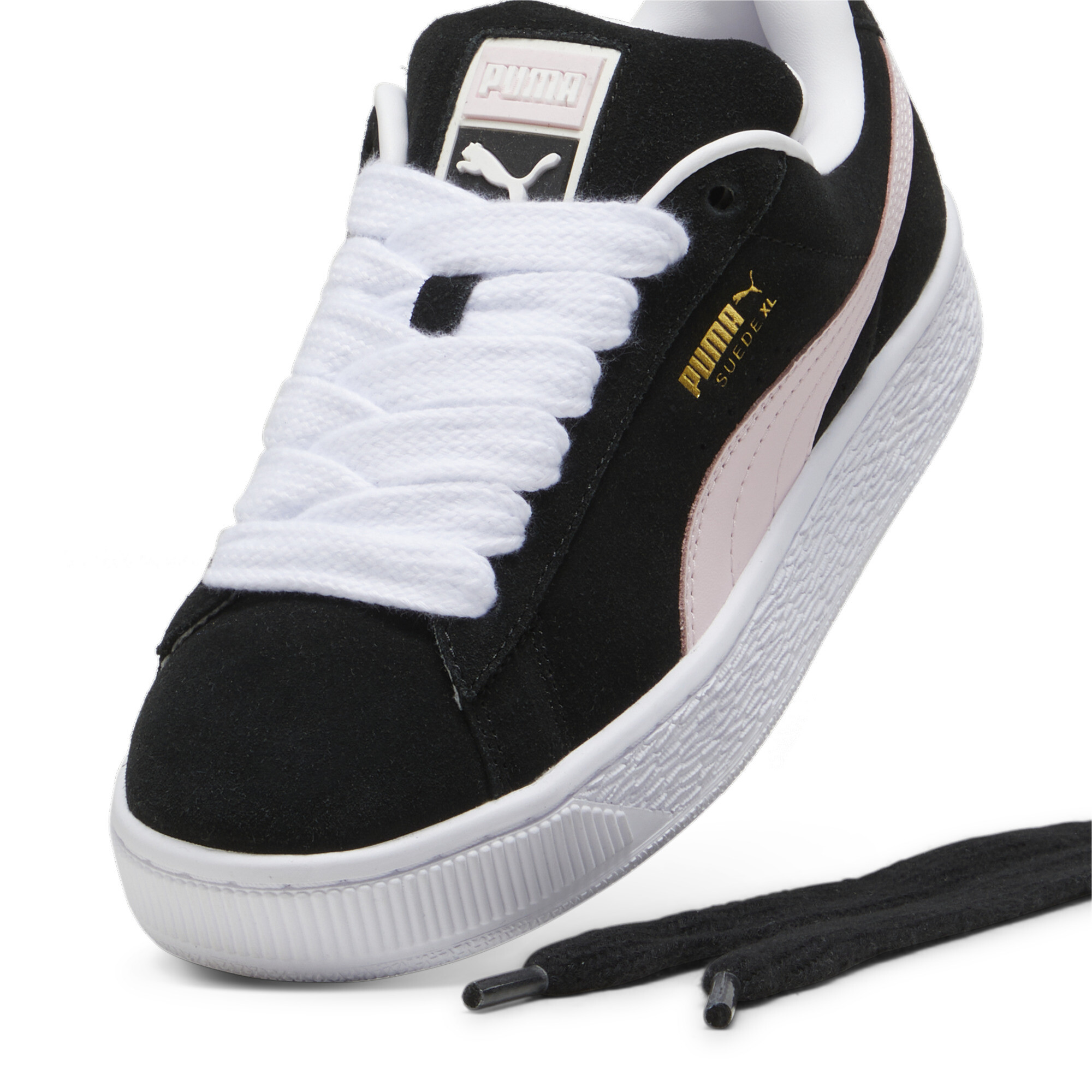 Suede XL black whisp of pink