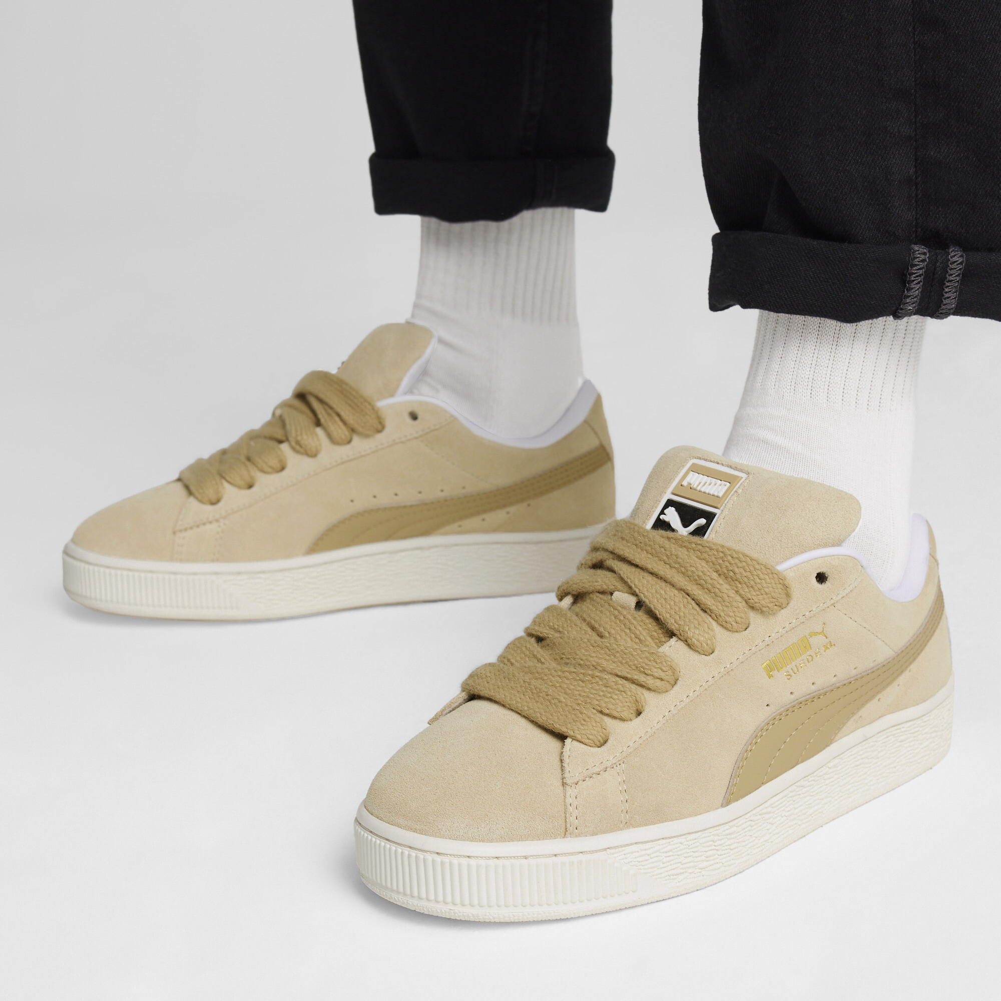 Kids' PUMA Suede XL Sneakers Unisex In Beige, Size EU 42